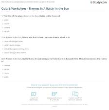 Quiz Worksheet Themes In A Raisin In The Sun Study Com