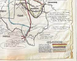 Copy Of Larry Mcmurtry S Cattle Drive Route Map With His Story Notes For Lonesome Dove Lonesome Dove Map Cattle Drive