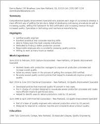 Best resume objective examples examples of some of our best resume objectives, including when hunting for a quality assurance job, having a great resume or cv with an irresistible objective. Professional Quality Improvement Specialist Templates To Showcase Your Talent Myperfectresume