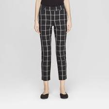 Black And White Square Pattern Pants Women S Plaid High Rise Skinny Ankle Pants A New Day Black White Target White Pants Outfit Ankle Pants Womens Plaid