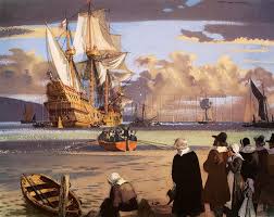 Departure of the Mayflower, 1620 stock ...