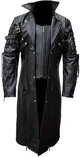 Custom Made Men Real Black Leather Goth Matrix Trench Coat Steampunk Gothic In 2021 Black Leather Coat Leather Coat Mens Coats