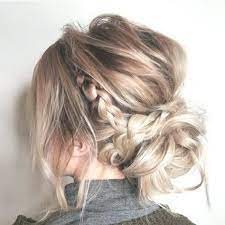Messy Updo Hairstyles Crown Braid Hairstyle To Try Boho Hairstyle Easy Hairstyl Medium Length Hair Styles Updos For Medium Length Hair Medium Hair Styles