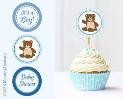 Bear Baby Shower Cupcake Toppers Printable Baby Shower Cup Cake Toppers Cupcake Decorat Baby Shower Cupcake Toppers Baby Shower Cakes For Boys Baby Shower Cups