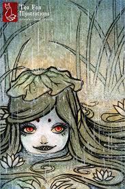 Kappa Girl Yokai Lake Spirit Japanese Art Asian Style 4x6 Fine Art Print Japanese Art Art Fox Illustration