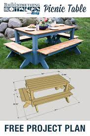 Diy Picnic Table Free Printable Project Plans At Buildsomething Com This Outdoor Picnic Table Is A Pack Diy Picnic Table Outdoor Picnic Tables Picnic Table
