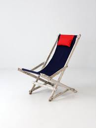 Vintage Deck Chair Nautical Beach Chair By 86home On Etsy 275 00 Beach Chairs Deck Chairs Cheap Beach Chairs