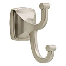 Delta Amaya Double Towel Hook In Brushed Nickel Ama35 Sn The Home Depot Towel Hooks Bathroom Hardware Bathroom Hardware Set