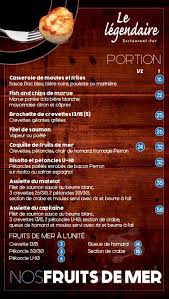 Restaurant Bar Le Legendaire Menu In Chicoutimi Quebec
