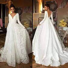 Long Sleeved Lace Wedding Gown Etsy Long Sleeve Bridal Dresses V Neck Wedding Dress Winter Wedding Dress