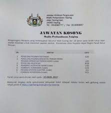 If you do, we welcome and look forward to receiving your application. Majlis Perbandaran Taiping 1 Ogos 2017 Iklan Jawatan Kosong Majlis Perbandaran Taiping Permohonan Secara Atas Talian Di Https Egerbang Perak Gov My Tarikh Tutup 15 Ogos 2017 1 Penolong Pegawai Pertanian G29 2 Penolong