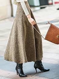 CR Women's High Waist Pocket Detail Woolen Winter Midi Skirt, Khaki,  X-Large: Buy Online at Best Price in UAE