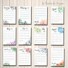 Wall Calendar 2020 Calendar Printable Monthly Succulent Etsy Print Calendar Calendar Printables Printable Wall Calendar