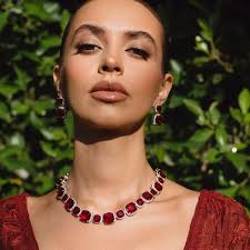 Stonefans-Ensemble collier et boucles d'oreilles en cristal carré rouge  pour femme, bijoux tendance pour grands patients, décoration de fête,  livraison gratuite, 2024