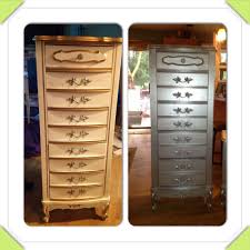 Before And After Paint Furniture With Gripper Paint As A Primer And Paint With Metallic S Silver Painted Furniture Metallic Painted Furniture Silver Furniture