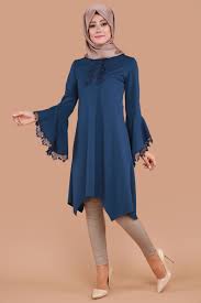 ispanyol kol gupurlu tunik mdb1518 s indigo muslim fashion outfits fashion outfits modest dresses
