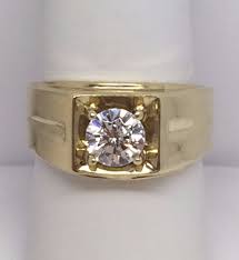 10k Yellow Gold Dq Cz Qvc Diamonique Mens Solitaire Ring Size 8 Men Diamond Ring Ring Size Wedding Rings