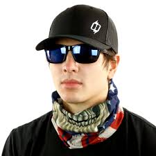 How can a neck gaiter be any worse than a bandana as a face covering? Freedom Rider Skull Face Mask Flag Bandanas Hoo Rag