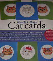 six cute cat cards cross stitch charts