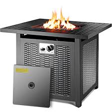 Add modern warmth and ambiance to your outdoor space with an outdoor gas fireplace! Femor 30 Propane Gas Fire Pit 50 000 Btu Auto Ignition Fire Bowl With Waterproof Firepit Table Cover Lava Rock Csa Certification Outdoor Square Fireplace For Courtyard Balcony Black Pricepulse
