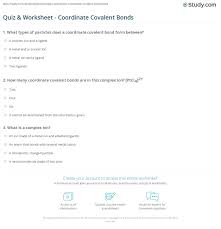125 james bond trivia questions & answers : Quiz Worksheet Coordinate Covalent Bonds Study Com