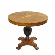Biedermeier Style Star Inlaid Marquetry Burl Wood Veneer Round Center Table Image 11 Of 11 Center Table Round Center Table Burled Wood