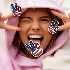 4" Rustic USA American Peace Sign Sticker Hand Symbol Flag Ole Glory Love  Car Vehicle Window Bumper Vinyl Decal Graphic