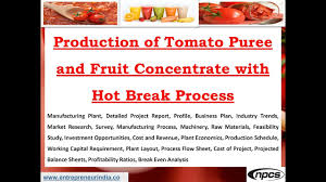 Production Of Tomato Puree And Fruit Concentrate With Hot Break Process