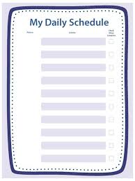 My Daily Schedule Blank Daily Routine Schedule Daily