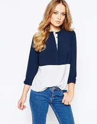 Y A S Charlie Shirt In Colourblock Women Shirts Blouse Color Block Blouse Stand Collar Shirt