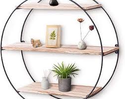 Industrial yet modern shelving with a wire mesh back, metal surround and wooden shelf. Wall Shelving Etsy