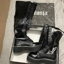Demonia | Stomp-13, 4.75 Inch Wedge Lace-Up Ankle Boots