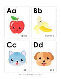 Here are four sets of picture cards for the alphabet. Fun Free Engaging Alphabet Flash Cards For Preschoolers Alphabet Flashcards Printable Flash Cards Alphabet Flash Cards Printable