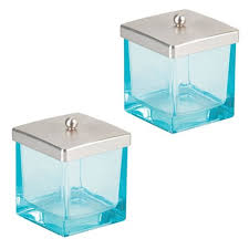Choose from contactless same day delivery, drive up and more. Mdesign Glass Storage Apothecary Jar For Bathroom Vanity 2 Pack Blue Brushed Target