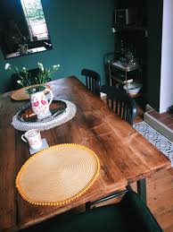 Victorian Terrace Dining Room Dark Green Rustic Wood Dining Table With Images Green Dining Room Dining Room Victorian Wood Dining Room Table