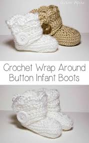 These easy diy crochet baby booties tutorials will help you with a step by step instructions to guide you on making the best booties for your little angel! Crochet Wrap Around Button Infant Boots Girls And Boys Ashlee Marie Real Fun With Real Food