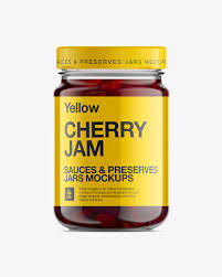 Download Glass Jar W Cherry Jam Mock Up In Jar Mockups On Yellow Images Object Mockups PSD Mockup Templates