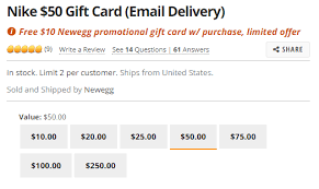 We did not find results for: Newegg Nike Digital Gift Card Promotion Bonus 10 Newegg Gift Card W 50 Nike Gift Card Purchase