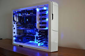 White Blue Computer Pc Tower Liquid Cooled Setup Gaming Pc Build Custom Pc Pc Games Setup