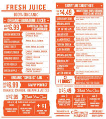 Cafe Hotbar Menu Smoothie Menu Juice Menu Juice Bar Design