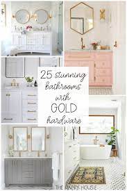 If you have a larger bathroom, consider using a freestanding towel rack or stand. 25 Stunning Bathrooms With Gold Hardware The Happy Housie Stunning Bathrooms Gold Bathroom Fixtures Home Decor