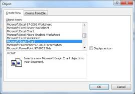 how to create a chart in word from your data that is in a