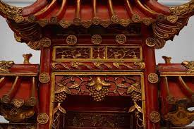 19th c chinese carved and lacquered pagoda form altar pagoda carving traditional asian