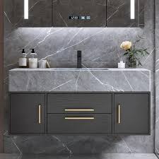 Our varied range of wall hung vanity units includes options for both traditional and moderns settings, too. Modern 1000mm Floating Black Bathroom Vanity Stone Top Wall Mounted Bathroom Cabinet