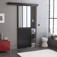 Porte coulissante intérieure inova, 75 x 203 cm, bois blanc, 2 poignées différentes, fermeture softclose en option. Porte Interieur Verriere Escalier Leroy Merlin