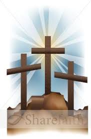 Three Wooden Crosses Stand On A Hill Light Bursts From The Center Cross A Blue Sky With Sun Rays Fills The Backd Cross Clipart Cross Paintings Cross Pictures