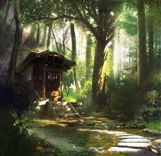 Forest Shrine Working With Trees And Lights Fantasy Landscape Japanese Shrine Shrines Art