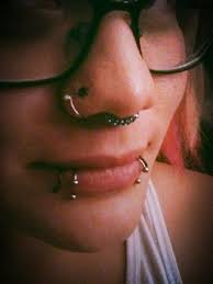 awesome double nostril and double spider bites a k a shark bites and septum piercings nostril hoop ring spider bites