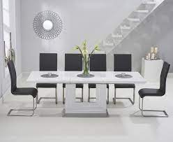 Rated 5.0 out of 5. Tula 160cm White High Gloss Extending Dining Table With Malaga Chairs White Gloss Dining Table Dining Table Design Modern Dining Room Table Marble