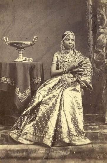 Studio portrait of three girls in Madras circa 1870